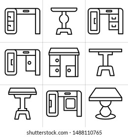 table and desk icons line design