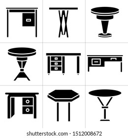 table and desk icons set