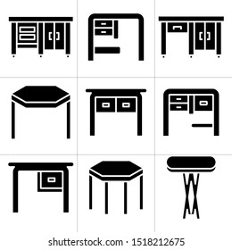 table and desk icons set