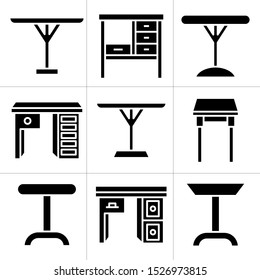 table and desk icons set