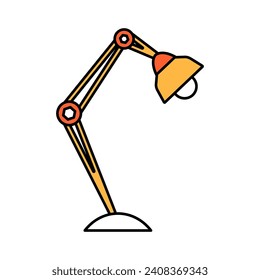 Lámpara de escritorio de mesa en forma de contorno plano. Leyendo luz al estilo de las caricaturas. Icono del cliente vector.