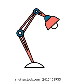 Table desk lamp in flat outline style. Reading light in cartoon style. Vector clipart icon.