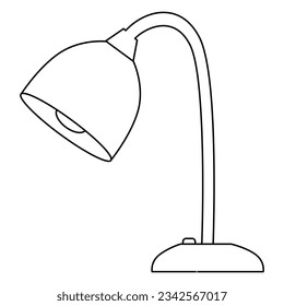 Table or desk lamp, interior design element, doodle style flat vector outline for coloring book