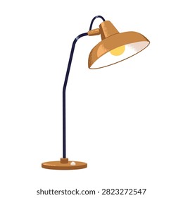 Table desk lamp for work, study, reading. Electric illumination for office and school. Desktop light. Retro vintage style luminaire. Flat vector illustration isolated on white background