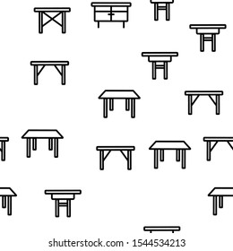 Table Desk Vector Seamless Pattern Thin Line Illustration