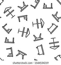 Table Desk Vector Seamless Pattern Thin Line Illustration