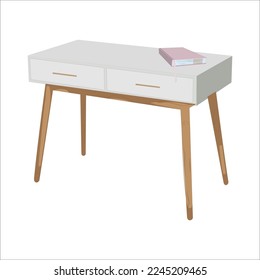 Table with diary, vector drawing