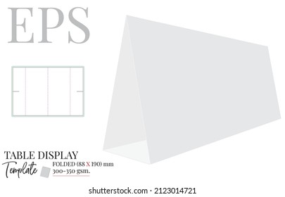 Table Display, Vector. Template With Die Cut And Laser Cut Lines. White Clear Blank Desk Display Mock Up Isolated On White Background With Perspective Presentation.