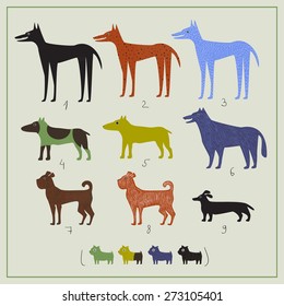 table of dogs, vector