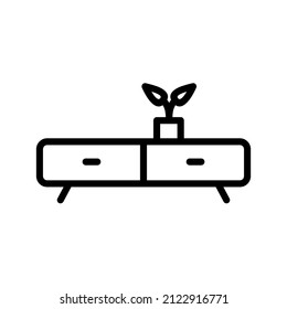 Table with Drawers I Line Black icon Design