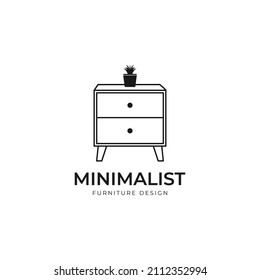 table and drawers lines logo vector symbol icon design illustration