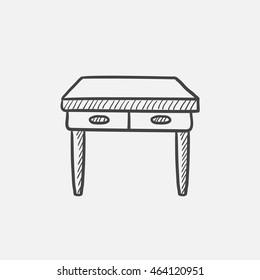 Tabla con cajones icono de esbozo para web, móvil e infografía. Icono aislado del vector dibujado a mano.