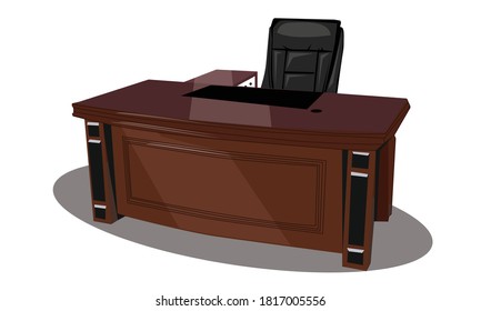 
mesa de un líder elegante y minimalista de color marrón con sillas negras