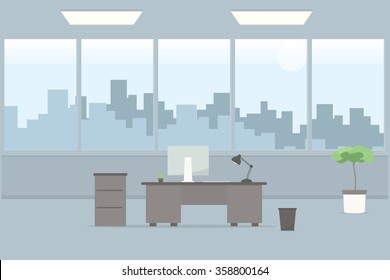 Table in empty office room 