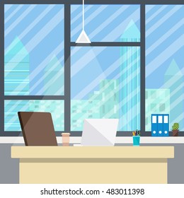 Table in empty office room