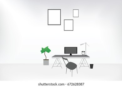 Table in empty office room