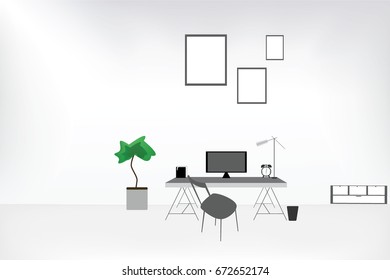 Table in empty office room