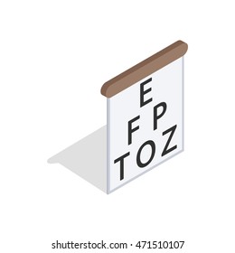 Table for eye tests icon in isometric 3d style isolated on white background. Vision symbol