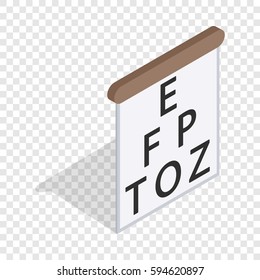 Table for eye tests isometric icon 3d on a transparent background vector illustration