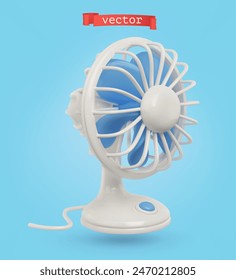 Table fan, 3d render vector cartoon icon