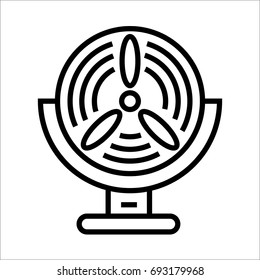 Table fan black & white outline icon