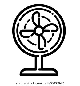 Table Fan Cooling Outline Icon Isolated On White Background