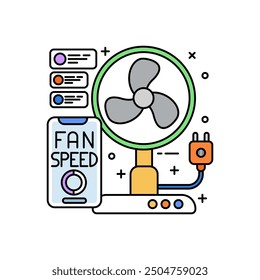 Table Fan Filled Color Icon, Vector illustration