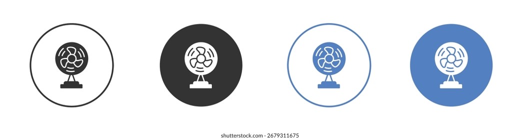 Table Fan icon collection for app in black and blue colors