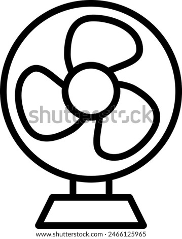 Table fan icon. cooling room with air flow illustration.