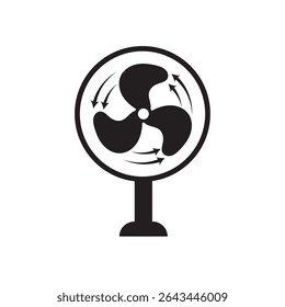Table fan icon. Electric air cooler vector illustration. Cooling ventilator symbol. Wind blower sign. Conditioning equipment pictogram. Table fan propeller isolated concept.