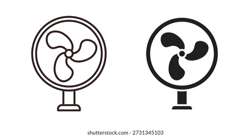Icono del ventilador de la tabla con el glifo y la línea. iconos negros del vector para la interfaz de usuario del Web