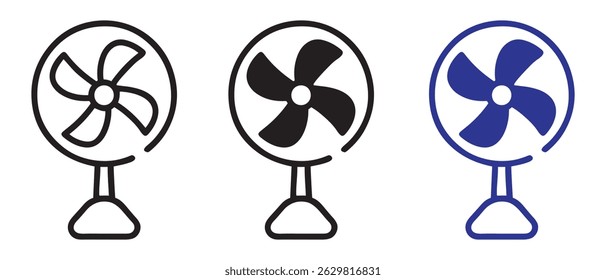Icono de ventilador de mesa aislado sobre fondo blanco.