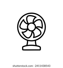 Table fan icon. Fan simple vector icon in black linear style isolated on white background. For the Internet, applications, design.