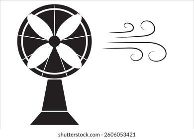 Table fan icon. Fan simple vector icon in black linear style isolated on white background. For the Internet, applications, design. 