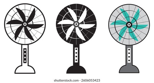 Table fan icon. Fan simple vector icon in black linear style isolated on white background. For the Internet, applications, design. 