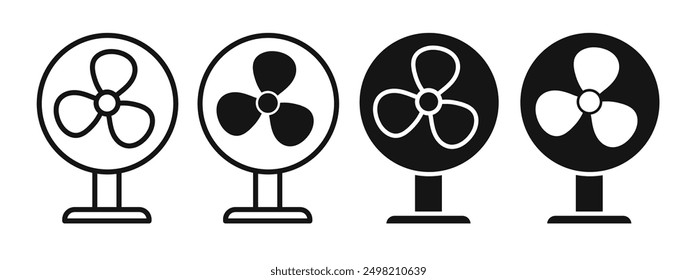 Table fan iconicon vector collection in outlined and solid style