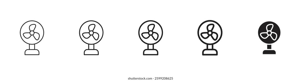Table Fan icons in black outline, solid and colored style