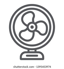 Table fan line icon, propeller and electric, air cooler sign, vector graphics, a linear pattern on a white background, eps 10.