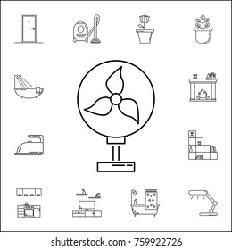 Table Fan line icon. Set of household accessories icons. Signs, outline furniture collection, simple thin line icons for websites, web design, mobile app, info graphics on a white background