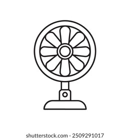 Table fan outline icon, Table fan logo background. black table fan vector icon for web design isolated on white background.