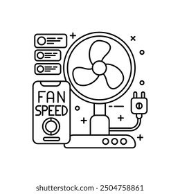 Table Fan Outline Icon, Vector illustration