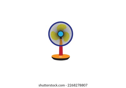 Table fan in outline style. Modern electric fan different types colors set realistic vector illustration. Table fan, vector illustration. Air cooling device, electric fan isolated on white background.