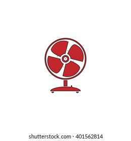 Table Fan. Red Flat Simple Modern Illustration Icon With Stroke. Collection Concept Vector Pictogram For Infographic Project And Logo