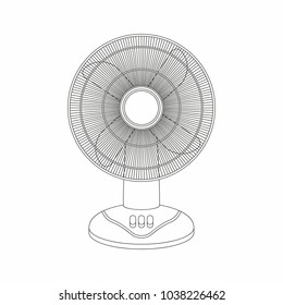 Table fan, thin line style. isolated on white background