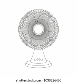 Table fan, thin line style. isolated on white background