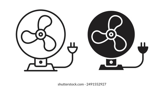 Table fan vector icon set in black color.