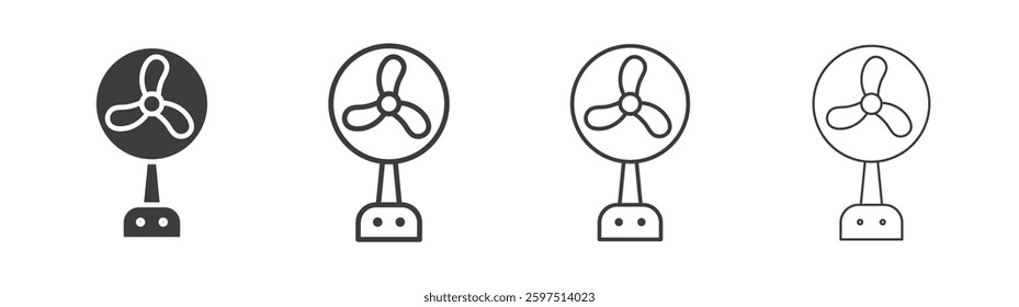 Table Fan vector icon set in black and white color.