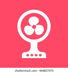 Table Fan white icon on magenta color background. Eps-10.