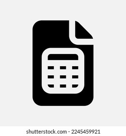 Table file icon in solid style, use for website mobile app presentation