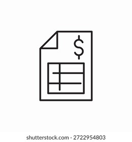 vetor de sinal de ícone do documento do table finances